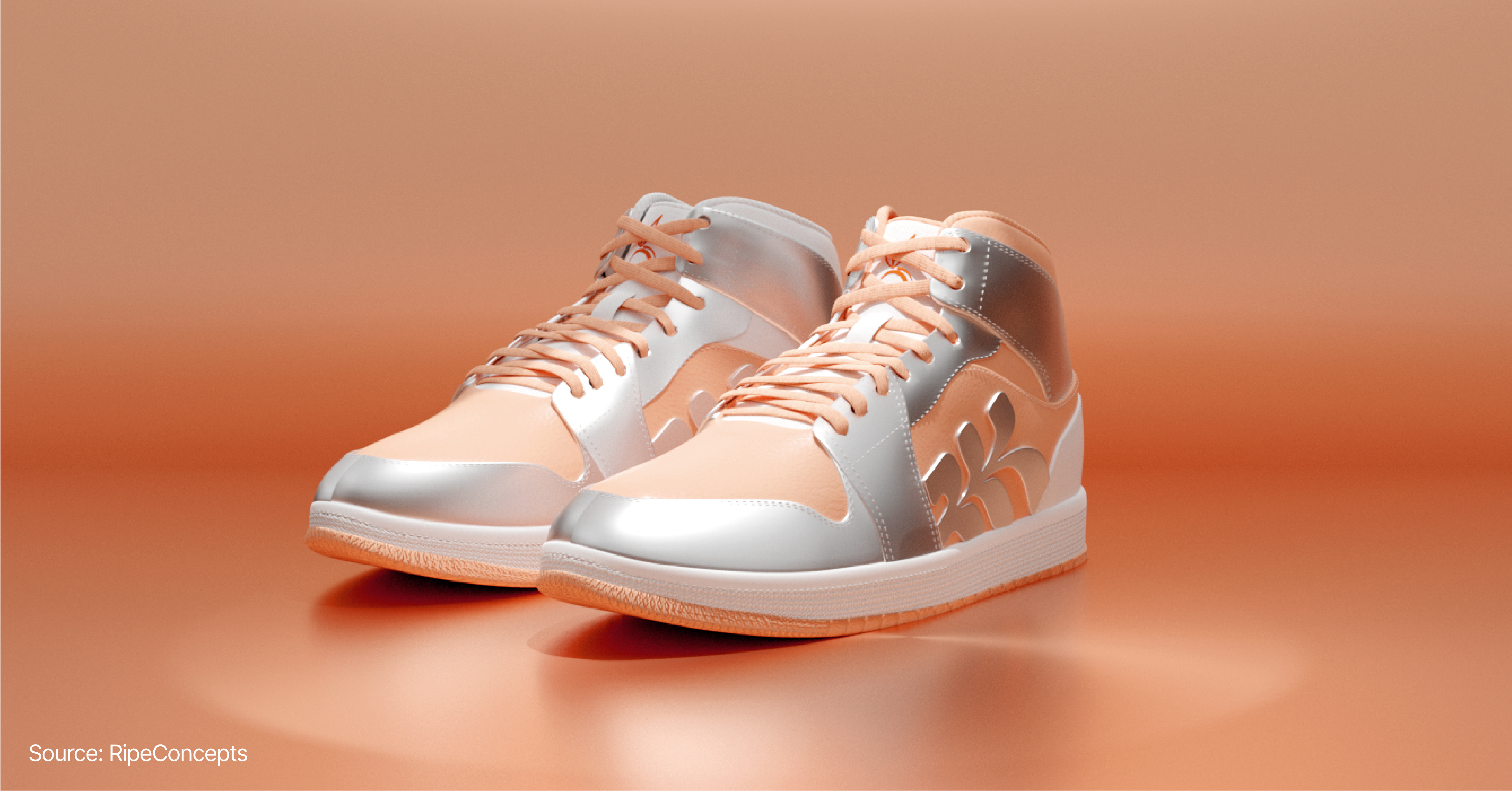 ripeconcepts peach fuzz shoe 3D model 3D illustration color of the year pantone design trends
