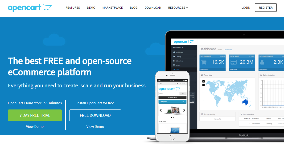 e-commerce platform OpenCart page screenshot